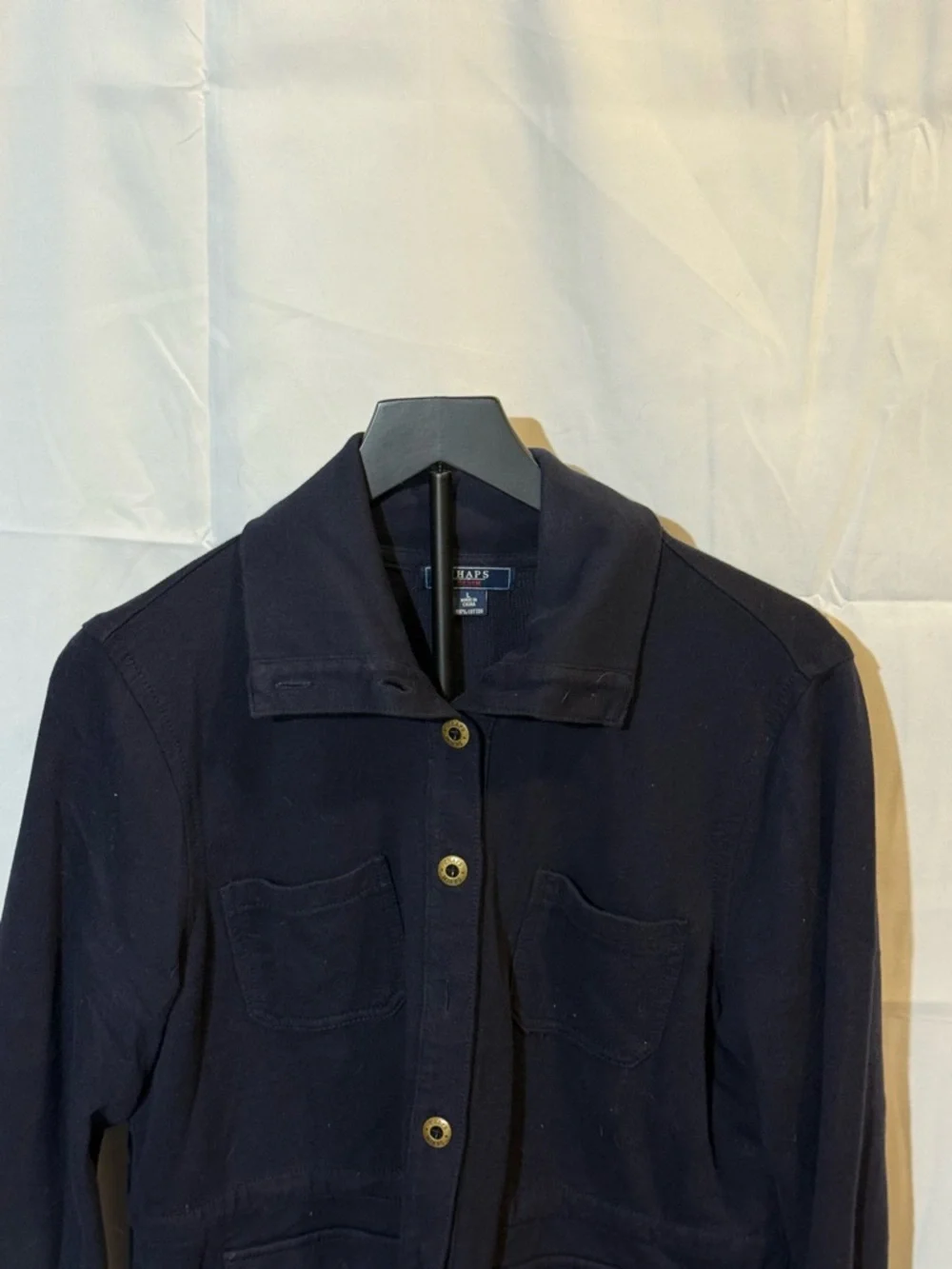 Chaps Dark Navy Utility Jacket with Button Front - Picture 3 of 6
